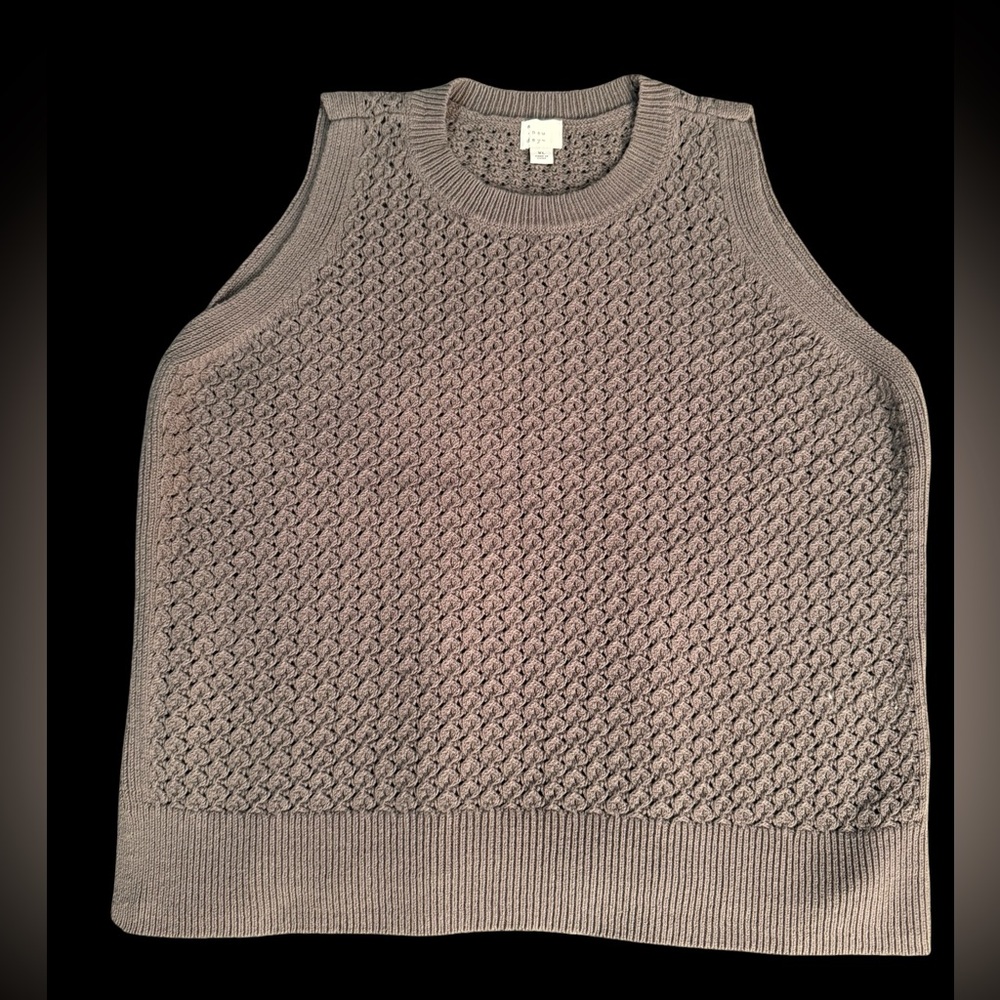 a new day Taupe Cable Knit Crewneck Sweater Vest